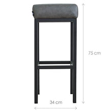 Damiware Bruce - Sgabello da bar realizzato a mano, in acciaio con rivestimento in microfibra e pelle, 75 cm