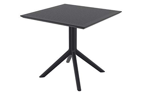 Tavolo Outdoor Sky in Polipropilene - Tavolino Giardino Quadrato Contro Raggi UV - Tavolino Balcone in Plastica Soggiorno, Bar o Cucina H 74cm, 80x80cm, Colore:Nero