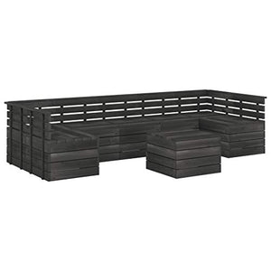 FAMIROSA Set Divani da Giardino su Pallet 7 pz Legno Pino Grigio Scuro-3756