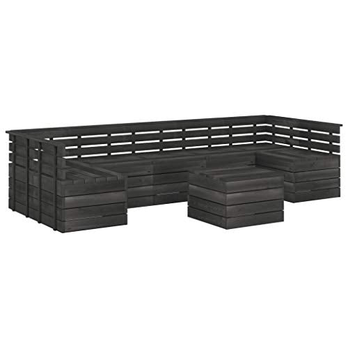 vidaXL Set Divani da Giardino su Pallet 7 pz Legno Pino Grigio Scuro