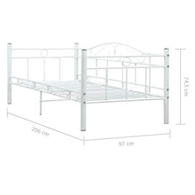 BIGTO - Struttura letto in acciaio per camera da letto, 90 x 200 cm, colore: Bianco