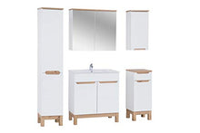 BIM Furniture Bali 804 - Armadietto da bagno con cestino, colore: Bianco opaco/Bianco lucido