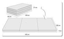 Fortisline - Materasso pieghevole a 2 posti, letto per ospiti, 195 x 120 x 9 cm, colore: Grigio
