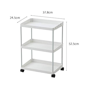 Quattro Ruote Portatile Strumento di archiviazione Carrello Carrello for Ripiani, Struttura in plastica Mobile conveniente Cucina Soggiorno Bagno Bianco 2 Dimensioni Utility Cart