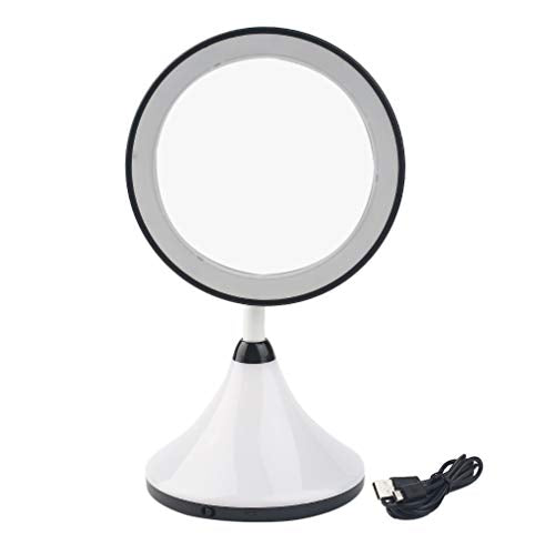 Specchio di Trucco a LED 2-in-1 con Lampada da Tavolo per la Camera da Letto Decorazione Tavolo cosmetico Rotazione di Ricarica USB
