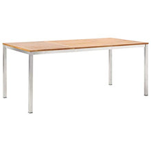 Tidyard Tavolo da Pranzo Rettnagoalre in Legno Acacia Acciaio Inox,180x90x75cm,Tavolo da Cucina,Tavolo da Pranzo per Giardino