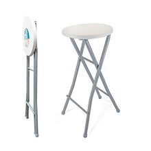DRULINE Sgabello Bar Pieghevole in Metallo Altezza Seduta 70,5 cm Bianco Grigio - Bianco, 1x