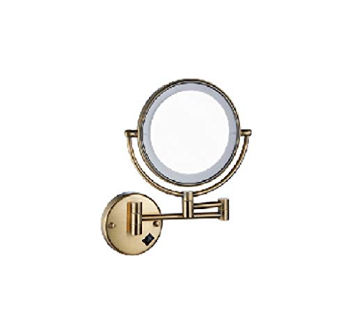 JJZI-L Bagno Specchio Rotondo, Illuminazione a LED Specchio Regolabile in Altezza Pieghevole Specchio Specchio di Bellezza di Carica e col Fuoco 20 * 20cm