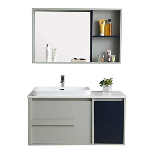 YLiansong-home Mobile da Bagno Specchio Mobile da Bagno Bagno Combinato lavabo in Ceramica Bagno Bagno Bagno Mobile da Bagno Set di armadi per lavabo da Bagno (Color : Gray, Size : 52x100x55cm)