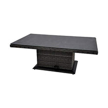 Tavolo da Giardino in Rattan - Altezza variabile - con Piano in Vetro - Tavolo da Giardino Buri/Antracite