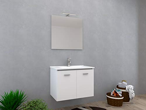 Ideastella MOBILE CON LAVABO PER BAGNO SERIE IBIZA 75 CM (Bianco Lucido)