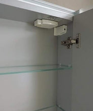 Specchiera specchio bagno pensile contenitore 2 ante, fascia led, cm.67x60x15