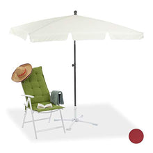 Relaxdays 10023227_49 Ombrellone Spiaggia, Mare, Giardino, Balcone, Rettangolare, 200 x 120 cm, Inclinabile, Bianco
