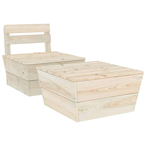 SKM Set Divani da Giardino 2 pz in Legno di Abete Impregnato