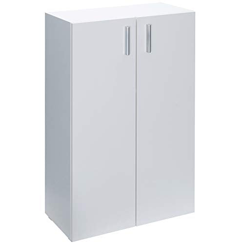 Casaria Cassettiera Vela 2 Ante con Ripiani 115,5x60x30cm Credenze Comò Armadietto Ufficio Mobiletto