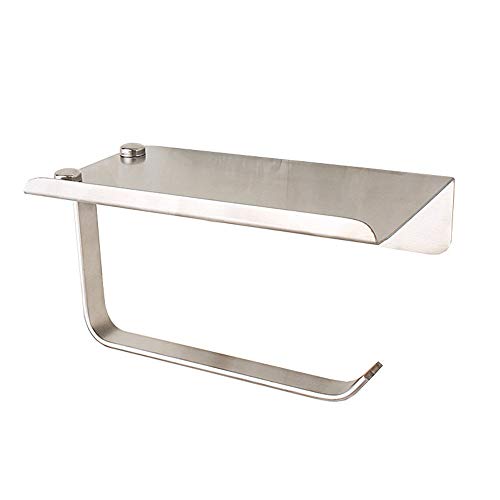 Gancio bagno cucina Portarotolo for WC con ripiano for telefono Supporto da parete in acciaio inossidabile Adesivo Bagno Bagno Distributore di carta for hotel Rotolo di tessuto Appendiabiti Gancio per