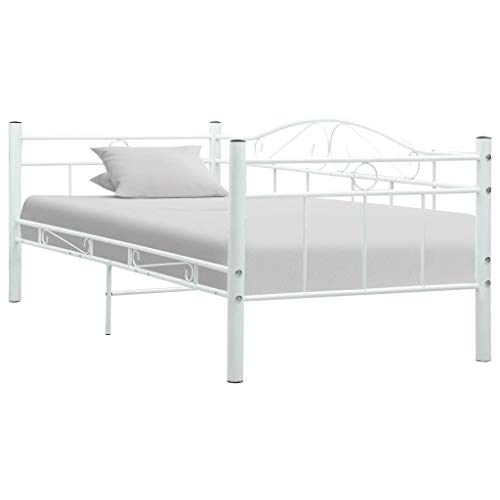 BIGTO - Struttura letto in acciaio per camera da letto, 90 x 200 cm, colore: Bianco