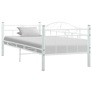 BIGTO - Struttura letto in acciaio per camera da letto, 90 x 200 cm, colore: Bianco