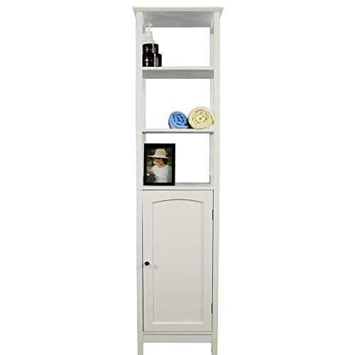 Etnicart - Armadietto colonna Bagno Salvaspazio Legno Bianco Mdf 40x32x160cm Multiuso Arredo Bagno 5 Ripiani 1 Sportello Anta Ufficio Mobiletto Contenitore antimuffa Ingresso Soggiorno Camera-
