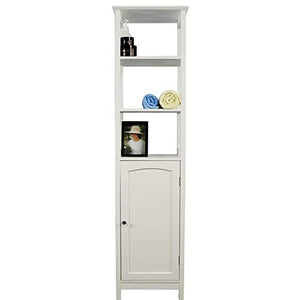 Etnicart - Armadietto colonna Bagno Salvaspazio Legno Bianco Mdf 40x32x160cm Multiuso Arredo Bagno 5 Ripiani 1 Sportello Anta Ufficio Mobiletto Contenitore antimuffa Ingresso Soggiorno Camera-