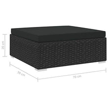 Festnight Ottomana Poggiapiedi per Divano Modulare da Giardino in Polyrattan Grigio con Cuscino,Penisola per Divano Modulare da Giardino in Rattan,Ottomana da Giardino in Rattan 70x70x26 cm