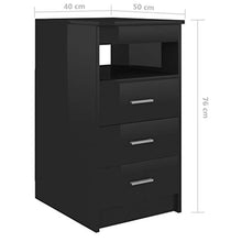 vidaXL Cassettiera Nero Lucido 40x50x76 cm in Legno Multistrato