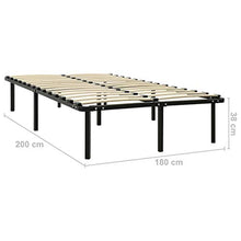 BIGTO - Struttura per letto in metallo e acciaio, per camera da letto, 180 x 200 x 38 cm, colore: Nero
