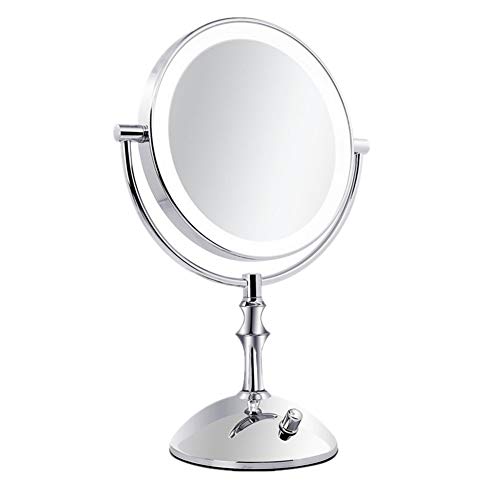 GaoF Specchio per Trucco da 8 'a LED bifacciale con ingrandimento 1X / 3X Specchio cosmetico da Tavolo da Trucco Illuminato Cromato per Camera da Letto/Bagno/Viaggio