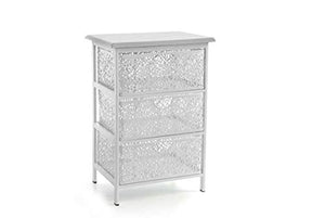 GICOS IMPORT EXPORT SRL Mobile mobiletto cassettiera in metallo colore bianco schabby chic 3 cassetti traforata 42 * 31 * 60 cm decorato arredamento casa EMP-792212