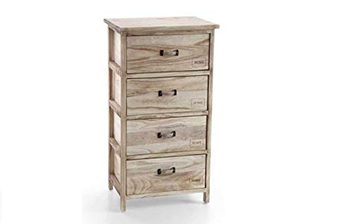 GICOS IMPORT EXPORT SRL Mobile cassettiera in Legno Marrone 4 cassetti Decoro Home 40 * 29 * 73 cm Shabby Chic EDT-793479