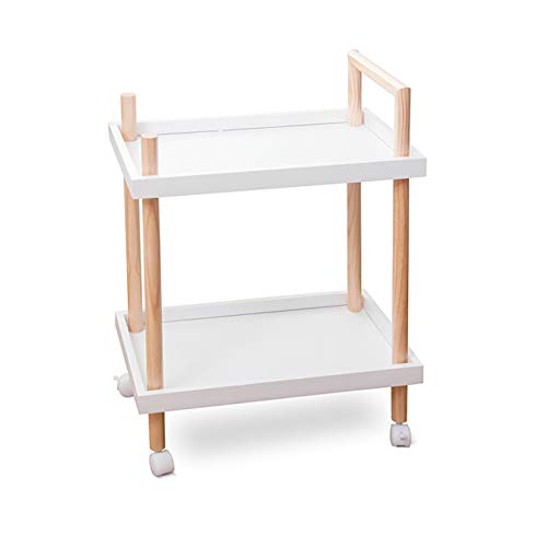Quattro Ruote portatile strumento di archiviazione Carrello Mensola, moderno scaffale minimalista, mobile in legno comodo soggiorno sala da pranzo mensola camera da letto bianco 54X36X76CM Utility Car