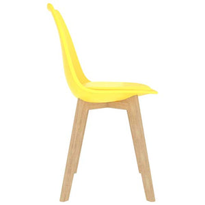 Tidyard Set di 4 Sedie, Sedia da Pranzo con Schienale,Gambe in Legno, Adatta per Soggiorno, Sala da Pranzo,42 x 42 x 81 cm,Giallo