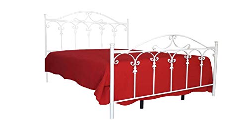 Sedam Srl Letto Matrimoniale, Ferro BATTUTO, Modello Lancia, Vari Colori 100% Made in Italy (Bianco)