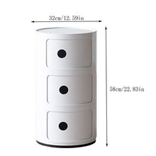 LICHUAN comodini nordico comodini, comodino rotondo a 3 ripiani in plastica, comodino modulare con anta scorrevole, comodino per camera da letto, bagno, ufficio, facile da montare