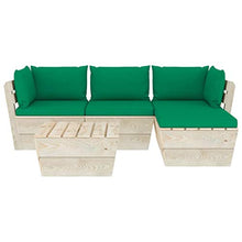 SKM Set Divani da Giardino su Pallet 5 pz con Cuscini Legno Abete (82.2kg) Verde-3473