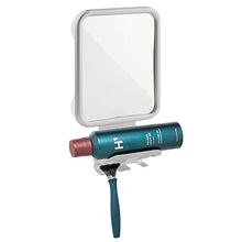 mDesign Specchietto da Bagno – Specchio Doccia da Barba o depilazione, con Pratico Sostegno per Schiuma da Barba – Impiegabile Anche Come Specchio cosmetico – Grigio Chiaro