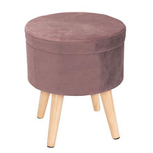 WOLTU SH27rs Pouf Contenitore Sgabello Basso Sedia Rotonda Poggiapiedi Gambe in Legno Rosa
