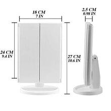 KSIBNW Specchio da a Tre Ante con Luci 22 LED Touch Screen Dimmerabile ad Alta Definizione 180 °Regolabile Cosmetico Illuminato Toeletta Specchio da Appoggio Ingrandimento 1X / 2X / 3X /10X