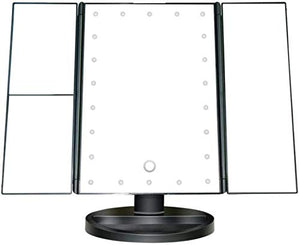 Trucco specchio con luci Specchio di vanità illuminato con 21 luci a LED, touch screen e specchio 3x / 2x / 1x ingrandimento, due specchietti da tavolo in modalità alimentazione da tavolo, specchio co