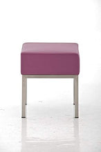CLP Sgabello Panchetta in Acciaio Inox Lamega I Sgabello Poggiapiedi Imbottito in Similpelle I Sgabello Basso 40x40 CM, Colore:Viola