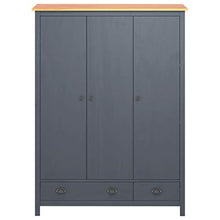 GOTOTOP Armadio a tre ante con 2 cassetti e 5 ripiani per vestiti, camera da letto, casa, dimensioni: 127 x 50 x 170 cm, colore: grigio e marrone miele
