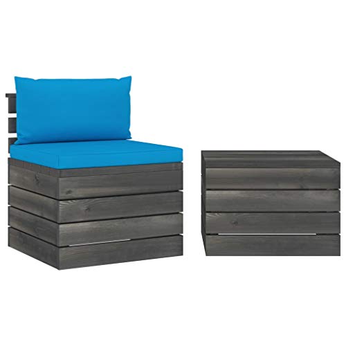 FAMIROSA Set Divani da Giardino su Pallet 2 pz con Cuscini Massello Pino-1663