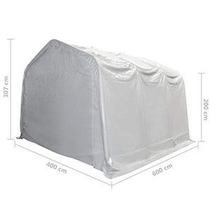 UnfadeMemory Tenda Capannone 4x6x3,07 m Tendone Deposito Bianco Impermeabile 550 g/m² Tenda da Stoccaggio in PVC