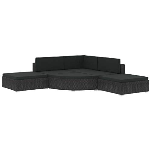 vidaXL Set Divani da Giardino 6 pz con Cuscini Foderati Lavabili Modulare Leggero Elegante Arredi da Esterno in Polyrattan Nero Telaio in Acciaio