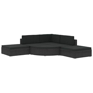 vidaXL Set Divani da Giardino 6 pz con Cuscini Foderati Lavabili Modulare Leggero Elegante Arredi da Esterno in Polyrattan Nero Telaio in Acciaio