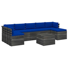 FAMIROSA Set Divani da Giardino su Pallet 8 pz con Cuscini Massello Pino-2029