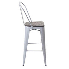 Sgabello con Schienale bistrot Design Industriale HWC-A73 Legno Metallo Verniciato Grigio
