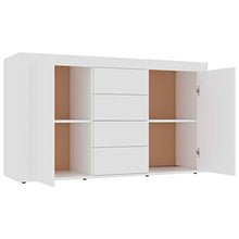 GOTOTOP Credenza in truciolato con 2 ante e 4 cassetti, armadio ausiliario moderno per corridoio, soggiorno, camera da letto, 120 x 36 x 69 cm, bianco