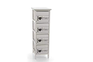 GICOS IMPORT EXPORT SRL Mobile cassettiera in legno colore bianco 4 cassetti decoro my family 26 * 32 * 80 cm shabby chic EDT-809309