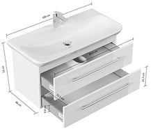 emotion MYDAY100CM000101DE - Lavabo con mobiletto, in Legno Bianco Lucido, 100 x 45 x 41,6 cm